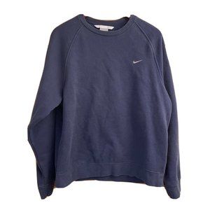 Vintage Nike Y2K Silver Tag Mini Swoosh Crewneck Sweatshirt Sz L Navy Blue